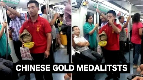 Why a Chinese gold medalist is begging in the subway