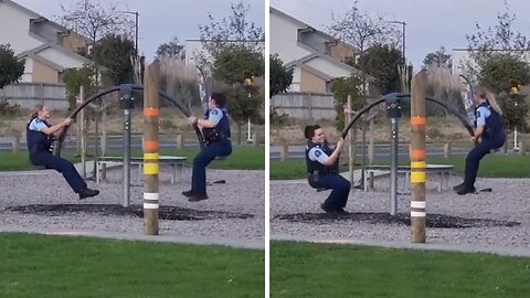 Cops take a break to play on playground