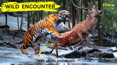 The Chase: A Wild Encounter Between Tiger and Deer