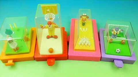 2001 McDONALDS BLAST set of 4 HAPPY MEAL COLLECTIBLES BOWLING BASKETBALL GOLF SOCCER VIDEO REVIEW