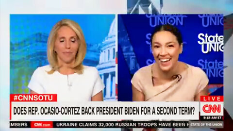 AOC Awkward Cringe CNN Question (pause) No Answer Then Cackles