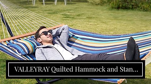 VALLEYRAY Quilted Hammock and Stand and Detachable Pillow with Carry Bag, Hammock with Spreader...