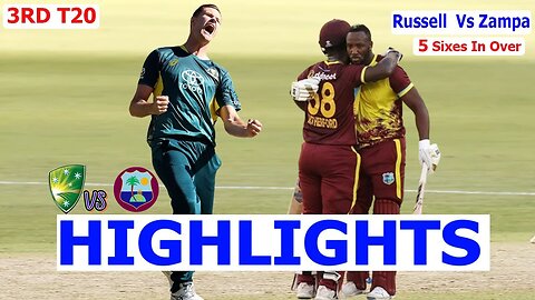 AUSTRALIA VS WEST INDIES 3RD T20 MATCH HIGHLIGHTS 2024 | AUS VS WI | A RUSELL 5 SIXES VS ZAMPA