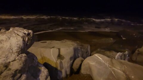 Nightime by the ocean in Wales