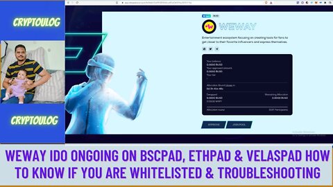 Weway IDO Ongoing On BSCPAD, ETHPAD & Velaspad How To Know If You Are Whitelisted & Troubleshooting