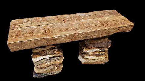 Sandstone & Oak Hewn Log Bench. Now That's Rustic! Part1 of 2.