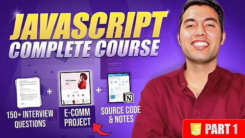JavaScript Full Course Tutorial for Beginners in Hindi🔥Free Notes with 10+ Projects