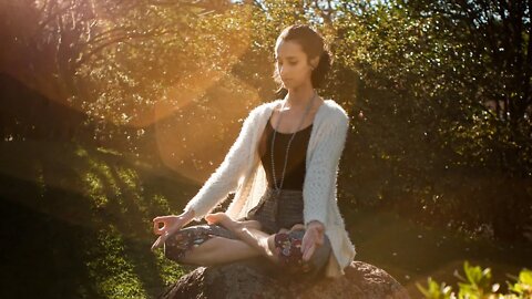 alone girls meditation,relax after busy day