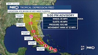 Tropical Depression Fred has slowed down a bit