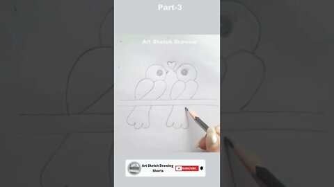 Love Birds Pencil Drawing Tutorial Shorts-3 #shortdrawingvideo #birddrawing #shortsvideo #shorts