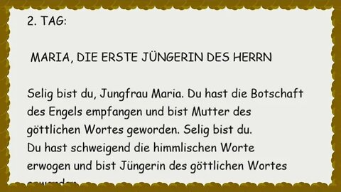 2. TAG: MARIA, DIE ERSTE JÜNGERIN DES HERRN