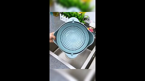 Double-layer rotatable colander, heat-resisted pasta strainer. Kitchen Gadget 175