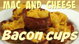 Easy recipe for baked macaroni and cheese: Mac and Cheese Bacon Cups