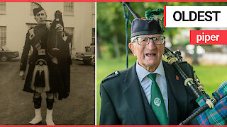 An OAP has become the world's oldest piper at the age of 98