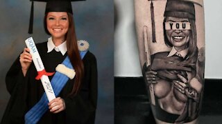Hélène Boudreau s'est fait tatouer sa fameuse photo de graduation