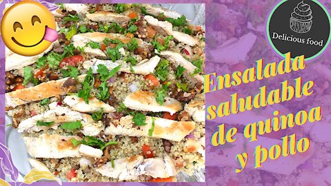 Ensalada de Quinoa con Pollo (FÁCIL de Hacer) (SUPER DELICIOSO) 🥗😍