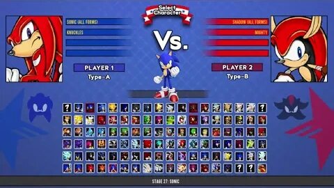 Sonic all forms & Knuckles VS Shadow all forms & Mighty I Sonic Battle MUGEN HD