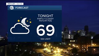 Warm, humid with storms possible