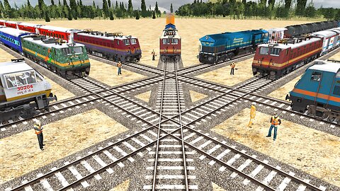 9 TRAINS RUN ON DIAMOND CROSS BUMPY FORKED RAILROAD TRACKS CROSSING | TrainSimulator