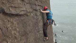 Climber's scary fall from cliff