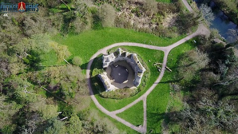 Drone footage of Odiham Castle (King John's) Castle, UK in 4K