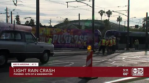 FD: 6 injured after car plows into light rail causing it to derail near 12th St. and Washington