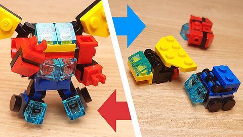 3 vehicles combiner robot mini LEGO transformer mech MOC tutorial & stop motion animation