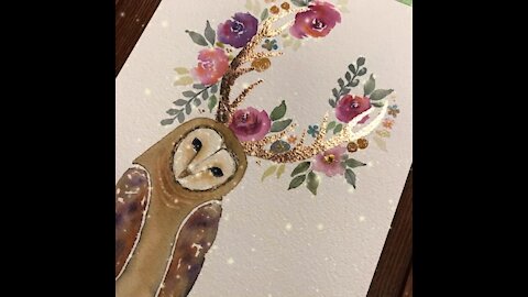 Owl Watercolour by ValGlass