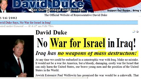 The Most Famous American Journalist Exposes the Zionist Conspiracy - David Duke - 2013