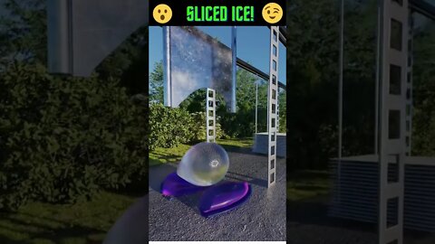 Sliced Ice Coming Up! #Shorts #Ice #Balloons #Ice Sculpture #Youtube Shorts #Ice Machine #Blade