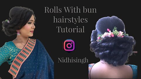 Rolls With Bun Hairstyles Tutorial!! Rolls with Bun banana sikhen!@nidhisinghmakeoverhairdres2785