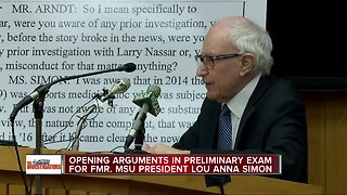 Opening arguments in preliminary exam for former MSU President Lou Anna Simon