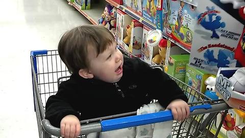 Little Boy Gets Surprised By Animated Mickey Mouse Toy