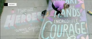 Sidewalk chalk made by Hallmark card artists