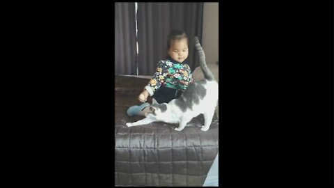Baby kisses her cat Pattaya Girl