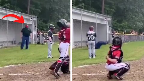Boy accidentally hit this guy with his baseball bat