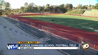 Joyride damages school football field