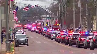 A massive funeral procession involving hundreds of law enforcement is moving through Barron County..