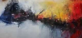 CREATING AN EXTRA LARGE PAINTING WITH FLUID ACRYLICS