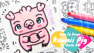 how to Draw Kawaii Pig - handmade drawings by Garbi KW