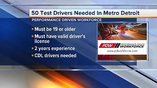 Performance Driven Workforce is hiring 50 test car drivers in metro Detroit