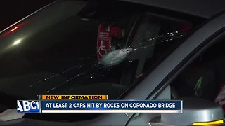 Rocks strike at least 2 cars on Coronado Bridge