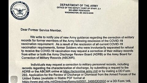 COVID - 19: A letter is going out to soldiers …”may request a correction of their military records.”