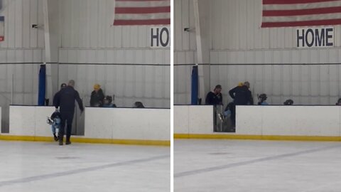 Coach Hilariously Carries Kid With Temper Tantrum Off The Ice