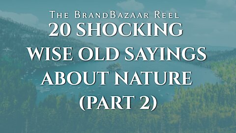 20 SHOCKING WISE OLD SAYINGS ABOUT NATURE (PART 2)