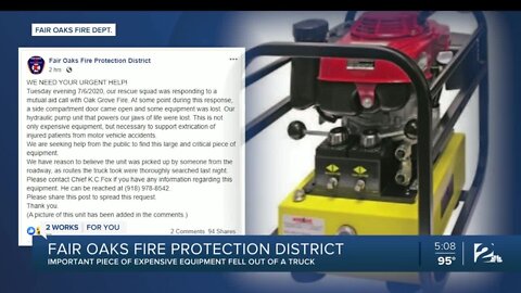 Fair Oaks Fire Protection District needs help finding important piece of equipment