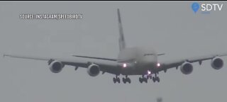 Plane landing sideways in London