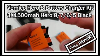 Vemico Hero 8 Battery Charger Kit 3X1500mah Hero 8/7/6/5 Black Replacement Batteries FULL REVIEW