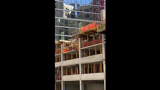 RAW: Load of steel beams falls from crane near Playhouse Square