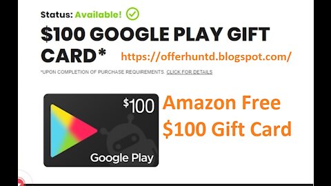 Amazon Gift Card $100 Free Now. Process Use Friendly